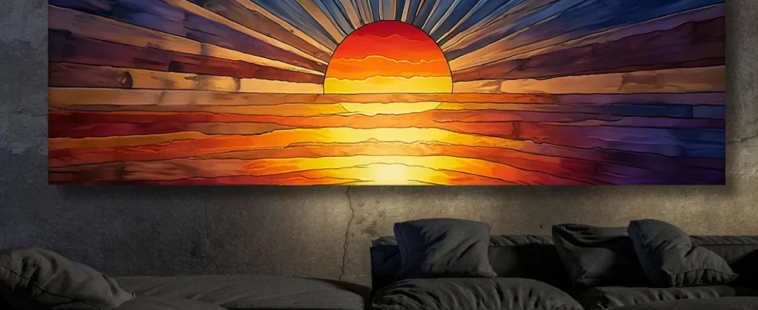 Sunshine Geometric Boho Wood Look Wall Art Sun Wall
