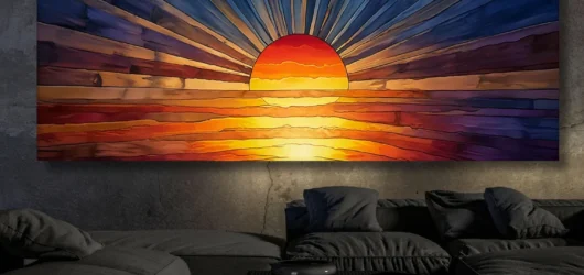 Sunshine Geometric Boho Wood Look Wall Art Sun Wall